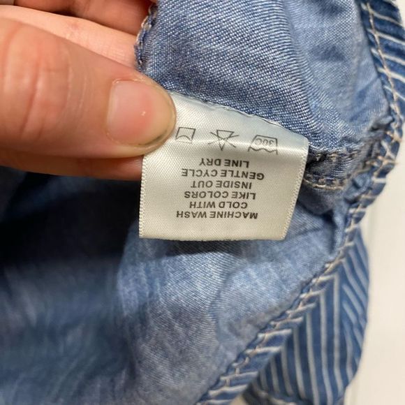 SEVEN 7 for All Mankind BUTTON FRONT DENIM SHIRT STRIPED BLUE, Sz Medium, MP $69 - Picture 6 of 8